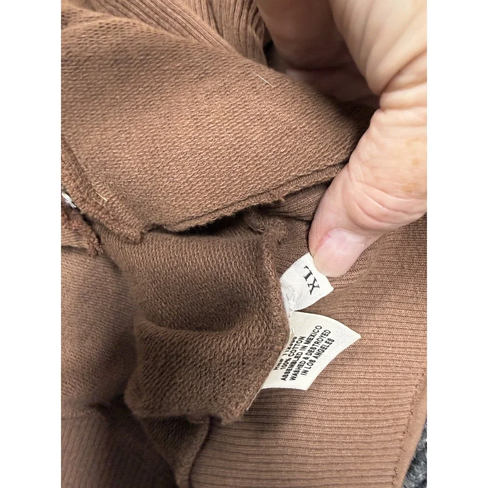 Vintage True Religion Hoodie Men's XL Brown Y2K Full Zip Distressed Made Mexico